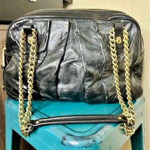 🥀VTG Marc Jacobs “Made in Italy” Black Leather Pleated Shoulder Bag- w/ COA​